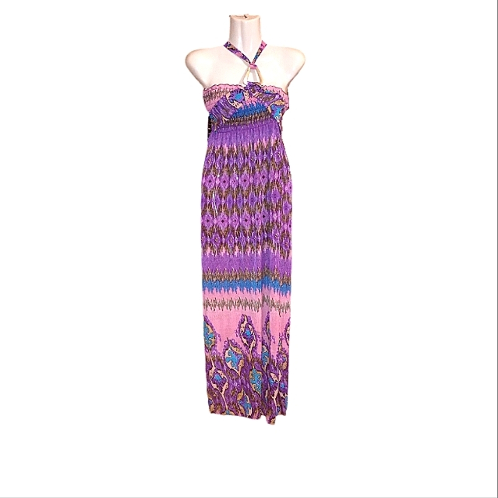 Multicolor Halter Maxi Dress
